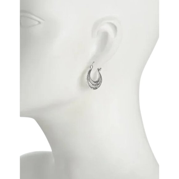 ANNIKA WITT  Bali Sterling Silver Triple Row Textured Hoop Earrings - Picture 2 of 2